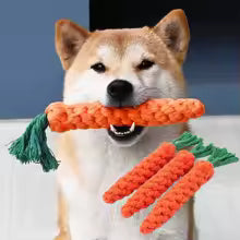 Carrot Dog Bite Rope - Durable Braided Cotton Chew Toy for Teeth Cleaning