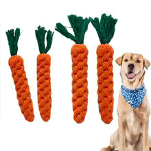 Carrot Dog Bite Rope - Durable Braided Cotton Chew Toy for Teeth Cleaning