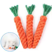 Carrot Dog Bite Rope - Durable Braided Cotton Chew Toy for Teeth Cleaning