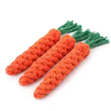 Carrot Dog Bite Rope - Durable Braided Cotton Chew Toy for Teeth Cleaning