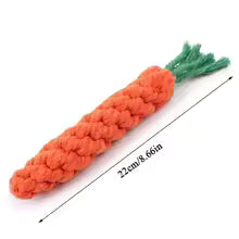 Carrot Dog Bite Rope - Durable Braided Cotton Chew Toy for Teeth Cleaning