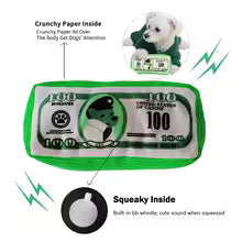 Simulation Money Dog Toy - Squeaky Crinkle Paper Chew Toy