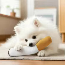 Funny Cigar Shaped Dog Chew Toy - Plush Squeaky Interactive Molar Toy